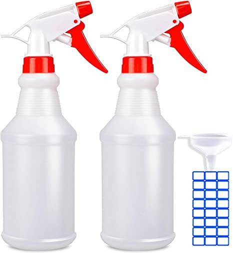 Empty Spray Bottles (16oz/2Pack) - Adjustable Spray Bottles for Cleaning Solutions - No Leak and Clog - HDPE spray bottle For Plants, Pet, Bleach, Vinegar, BBQ and Rubbing Alcohol. (2 pack)