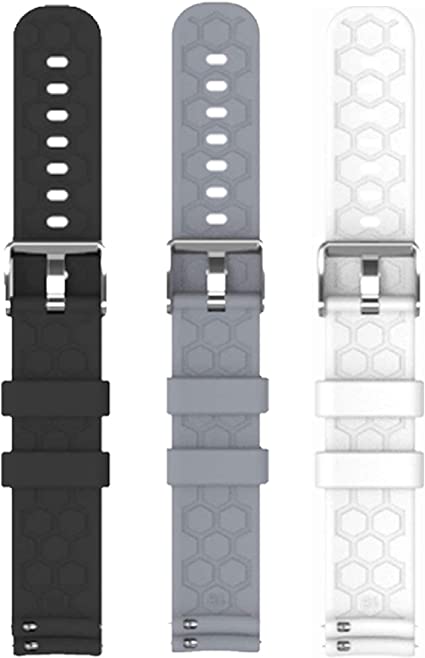 3Pack ECSEM Compatible with Veryfitpro ID205L/ID205/ID205U/ID205S/ID215G/ID216 19MM Smart Watch Replacement Bands Compatible with SW020/SW021/SW023(Black Gray White)