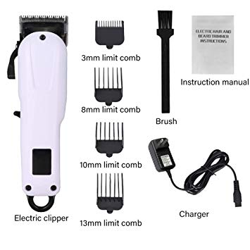 AngFan Rechargeable Hair Clippers Electric Hair Trimmers for Men Kids and Babies with 4 Guide Combs Rotary Motor Quiet Home Barber Fade Clipper Self Hair Cutting Haircut Grooming Kit (White)