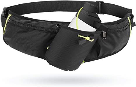 Odoland Running Belt Hydration Waist Pack with Water Bottle Holder for Men Women, Waist Pouch Fanny Pack Bag, Reflective Fits 6.5'' Cellphone