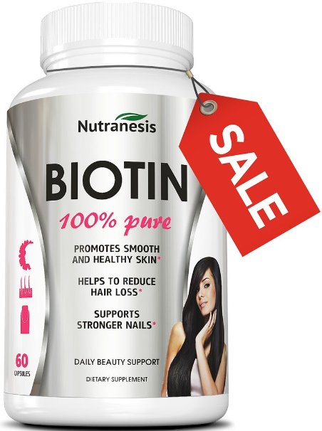 Biotin Supplement with 10.000 mcg! For Hair, Skin and Nails - All Natural Formula - No Fillers - Easy to Swallow - 60 Vegetarian Capsules - Order Risk Free!