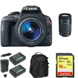 Canon EOS Rebel SL1 with 18-55mm STM with 55-250mm STM Lenses  Memory Card Bag and Battery