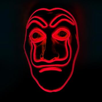 Casa de Papel Red LED mask | Premium quality hard plastic | Illuminated Dali mask with 3 flashing modes | Original disguise for Halloween and costume party | Original Cup®