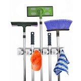 Home- It Mop and Broom Holder 5 position with 6 hooks garage storage Holds up to 11 Tools storage solutions for broom holders garage storage systems broom organizer for garage shelving ideas