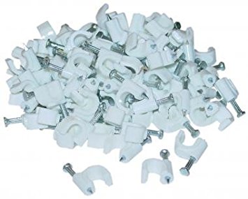 Cable-Clip White RG6 (100 pieces per bag). Cable Management, Cable Management
