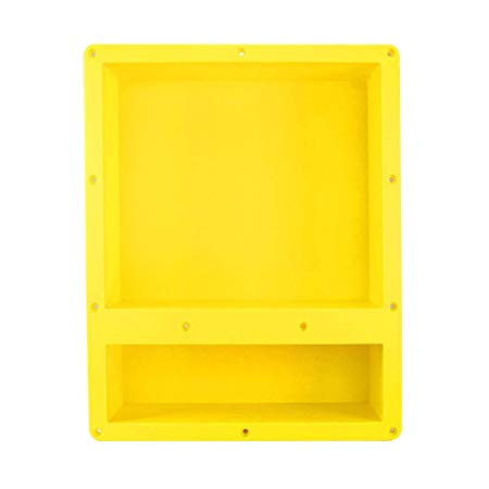 Shower Niche Double Shelf Organizer Tray - 16" x 20" x 4" Yellow Shower Cube Ready for Tile Waterproof & Leak-proof Bathroom Recessed Niche Storage Washing Toiletries Bottles, Durable ABS