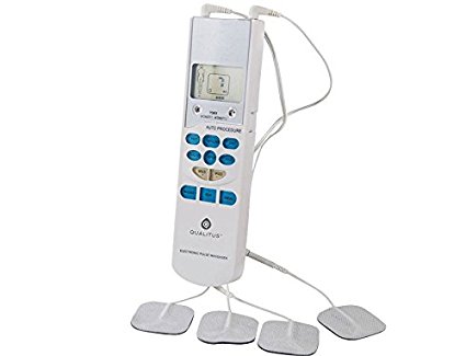 Qualitus Tens Unit Portable Electronic Pulse Massager - Great Muscle Stimulator for Electrotherapy Pain Management - FDA Approved Over The Counter (OTC) Physical Therapy- Shoulder and Back Pain