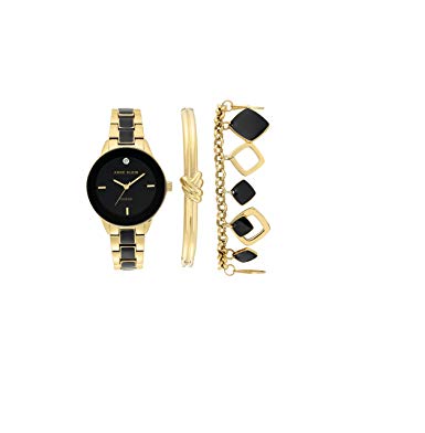 Anne Klein Women's Genuine Diamond Dial Watch and Bracelet Set, AK/3348
