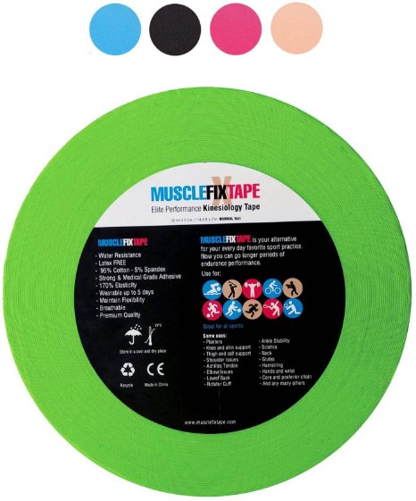 MUSCLE FIX Bulk Clinical Un-cut Kinesiology Recovery Tape Big Jumbo Roll (114.8 ft x 2 in / 35 mt x 5 cm) PRO Physio-Therapy Injury Therapeutic Support Therapist Orthopedic Chiropractic Athlete Training Sport Athletic Economical Large Continue Size