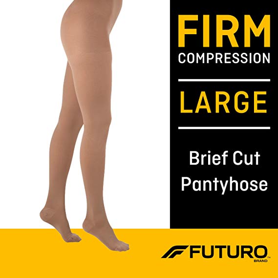 Futuro Pantyhose for Women, Firm Compression, Large, Nude, Helps Relieve Chronic Leg Conditions and Swelling