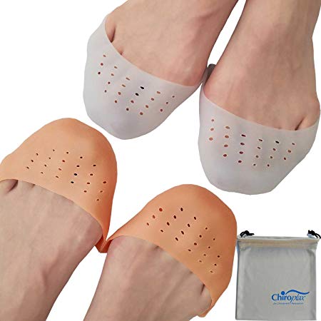 Chiroplax Ballet Pointe Toe Pads (2 Pairs  1 Pouch) Gel Toe Cap Cushion Sleeve, Protector Dance Athlete Shoe Metatarsal Pads