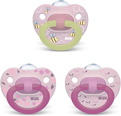 NUK 3-Piece Orthodontic Pacifier Value Piece, Girl, 0-6 Months