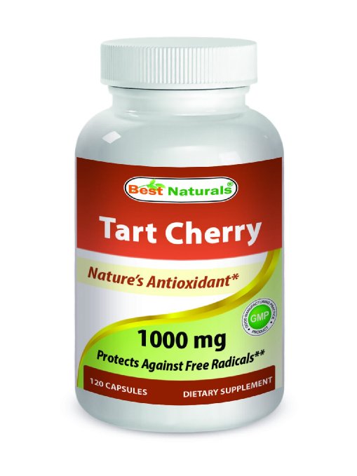Tart Cherry Extract 1000 mg 120 Capsules - Manufactured in a USA Based GMP Certified and FDA Inspected Facility and Third Party Tested for Purity. Guaranteed!!'