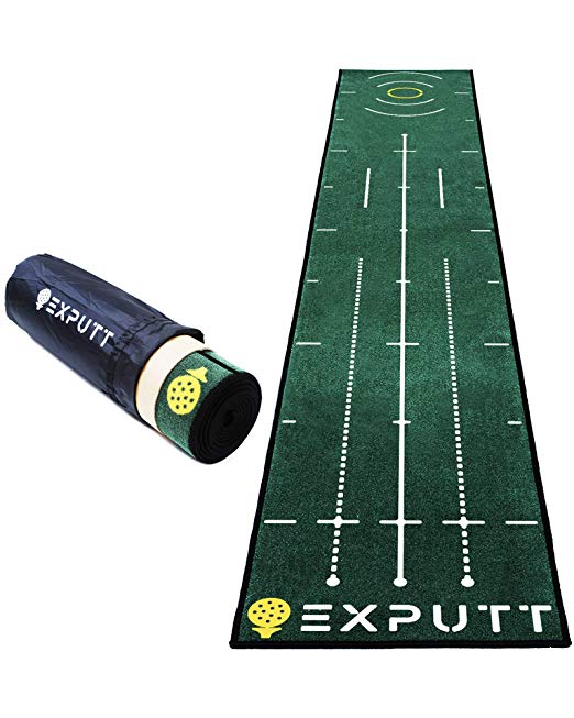 EXPUTT Indoor Putting Green, Golf Putting Practice Mat with Carry Bag (Approx 10ft x 1.65ft)