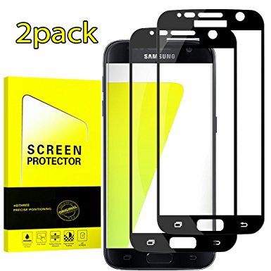 Black - [2 Pack] Samsung Galaxy S7 Screen Protector, Full Screen Coverage, 9H Hardness, Anti-Scratch, HD Ultra-clear, Bubble Free,Tempered Glass Screen Protectors For Galaxy S7