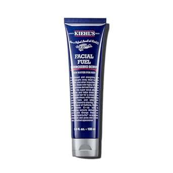 Kiehl's Facial Fuel Exfoliating Face Scrub, Facial Cleanser for Men, Smooths Skin & Removes Dead Skin, Dirt & Oil, Helps Soften Tough Facial Hair, with Caffeine, Menthol, Vitamin E & Citrus Extracts