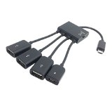 niceeshopTM Multi-fonction Micro USB OTG Charge Hub Host Cable Cord Adapter Connector Black