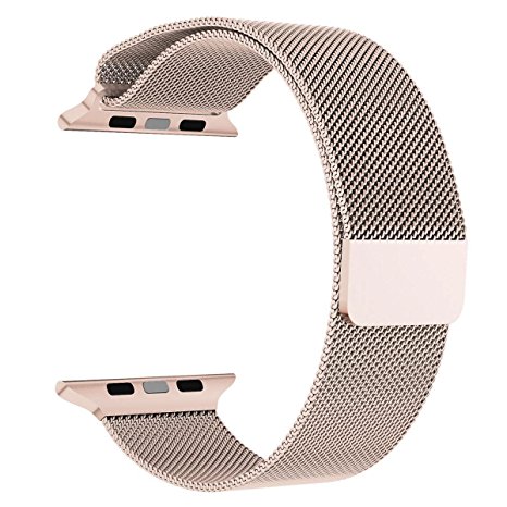 LNKOO Milanese Loop Stainless Steel Bracelet Smart Watch Replacement Band Strap for Apple Watch Series 1 Series 2 Series 3, iWatch 38mm/42mm All Models with Unique Magnet Lock, No Buckle Needed