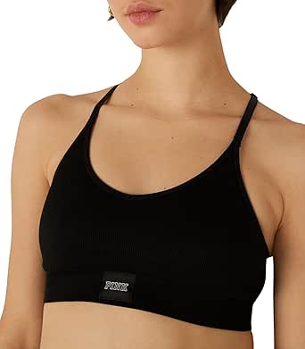 Victoria's Secret Pink Seamless Racerback Sports Bra, Low Impact Sports Bras for Women (XS-XXL)