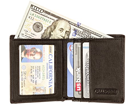 Slim RFID Blocking Front Pocket Wallet FV05 with Interior ID Window - Card Holder with 6 Slots Plus Compartment for Bills - Protects Credit Cards Bank Cards IDs from High Tech Identity Thieves