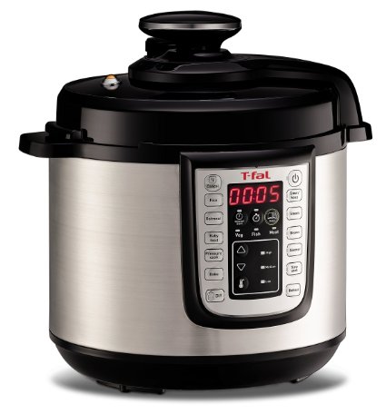 T-fal CY505E 12-in-1 Programmable Electric Multi-Functional Pressure Cooker with 25 Built-In Smart Programs  Ceramic Nonstick Cooking Pot and Stainless Steel Housing 1000-Watts 6-Quart Silver