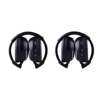 Crusar 2-pack IR Wireless Two-Channel Foldable Headphones for Car