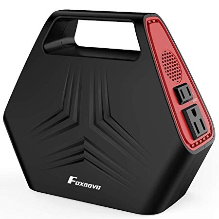 Foxnovo Portable Generator Power Station 150W 40000mA Battery Backup for Home Travel Camping Emergency, Charged by Wall Outlet/Solar Panel/Car, with 2 120V AC Outlets, 2 5V USB Outputs, 12V DC Output