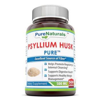 Pure Naturals Psyllium Husk 500 mg 500 Capsules - helps with regulating gastrointestinal health