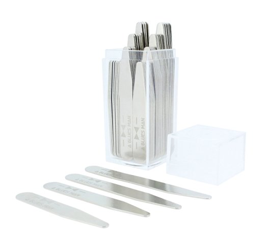 40 Metal Shirt Collar Stays in Clear Plastic Box - 4 Sizes (2.25", 2.5", 2.75", 3")