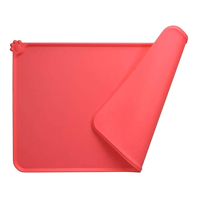 Dog Food Mat, Silicone Dog Cat Bowl Mat, Non Slip Waterproof Pet Feeding Mat FDA Grade Food Container Placemat for Small Animals