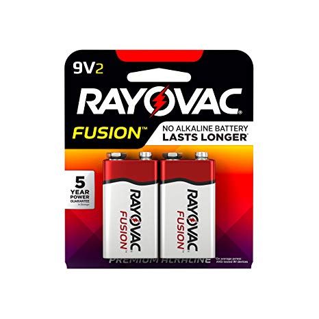 RAYOVAC RVCA16042TFUS, Fusion Long-Lasting Alkaline Batteries (9V, 2-Pack)