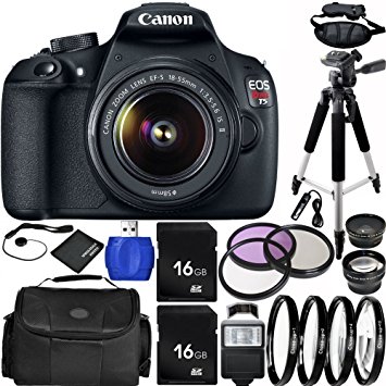 Canon EOS Rebel T5 DSLR Camera Bundle with EF-S 18-55mm f/3.5-5.6 IS II Lens, Carrying Case and Accessory Kit (19 Items)