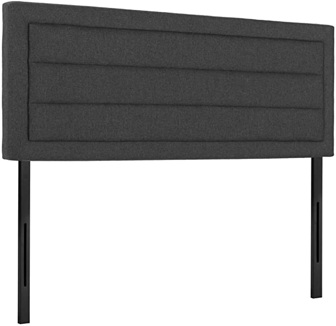 VECELO Upholstered Linen Fabric Surface,Metal Frame Woodboard Inner Sponge,Queen Headboard Dark Grey