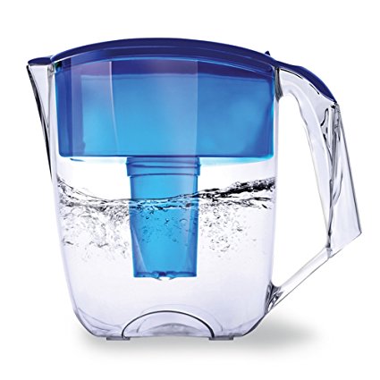 Ecosoft 8 Cup Water Filter Pitcher w/ 1 Free Filter Cartridge, Blue