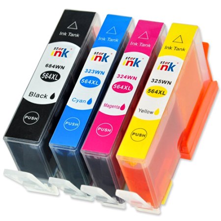 Starink 4 Pack Replacement for HP 564XL HP 564 Patent Ink Cartridges Use in Photosmart 5520 6510 6520 7510 7520 4620 B8550 B8553 B109 C6380 C309a C410a Printers (1 Black,1 Cyan,1 Magenta,1 Yellow)