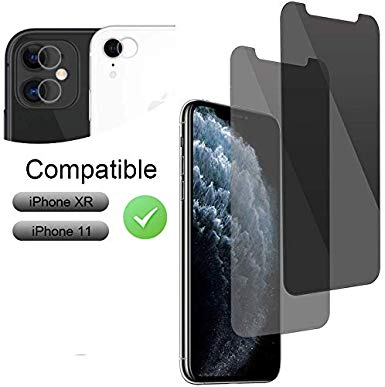 Privacy Screen Protector for iPhone 11 / iPhone XR Anti-Spy and Camera Lens Protector,Full Coverage iPhone 11/XR Tempered Glass Screen Protector (6.1" Display) [Case Friendly]