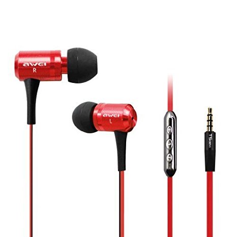 Awei TS-130vi Red in Ear Super Bass HiFi Smart Headphone Headset Earphone W/Remote For Samsung Cell Phone
