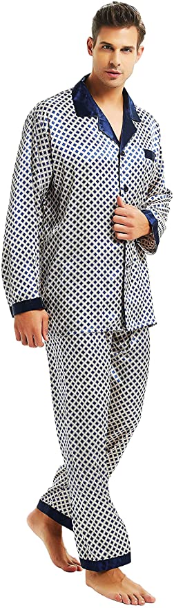 Mens Silk Satin Pajamas Set Sleepwear Loungewear S~3XL Plus