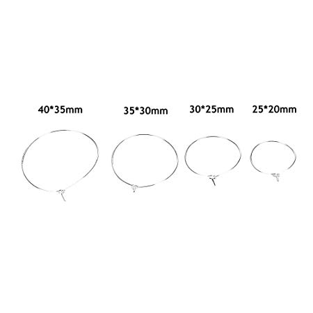 100 Pcs Silver Plated Wine Glass Charm Rings Earring Hoops Wedding Hen Party,30*25mm by Crqes