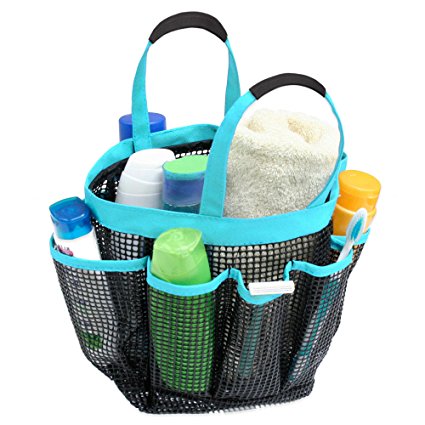 The Fine Living Company 7 Pocket Shower Caddy with Mold and Mildew Resistant Protection - Aqua