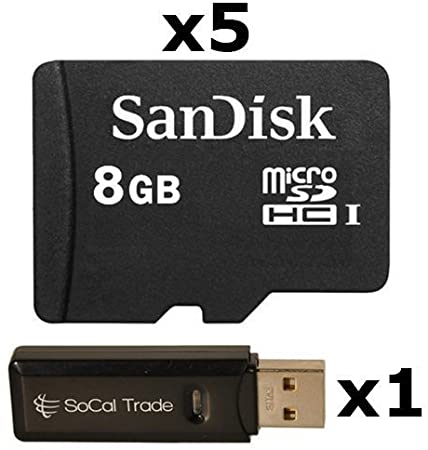 5 PACK - SanDisk 8GB MicroSD HC Memory Card SDSDQAB-008G (Bulk Packaging) LOT OF 5