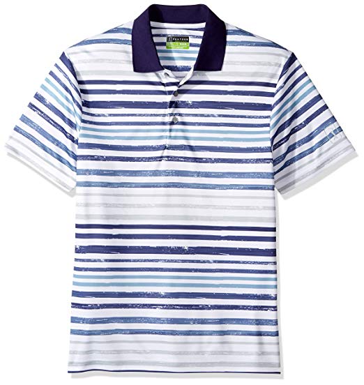 PGA TOUR Men's Short Sleeve Striped Polo Shirt