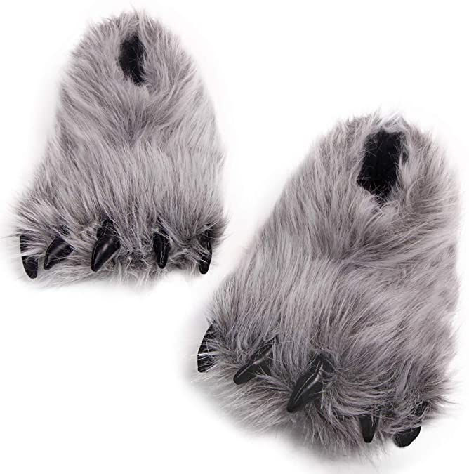 Cute Fuzzy Bear Claw Slippers Fluffy Animal Slippers Funny Paw Monster House Shoes for Christmas