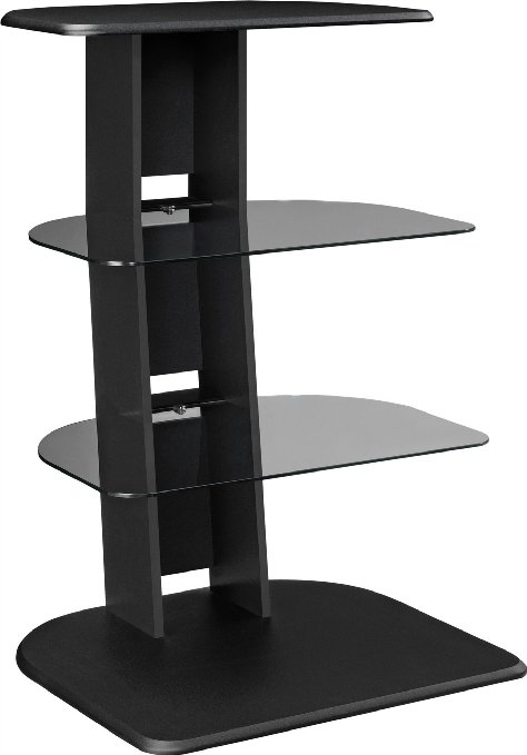 Altra Furniture Galaxy Audio Pier with Glass Shelves, Black Finish