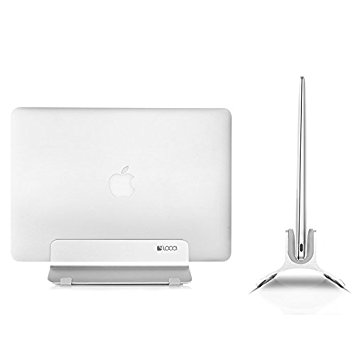 Vertical Laptop Stand, LOCA Aluminium Desktop Stand for Apple MacBook, notebooks (Silver)