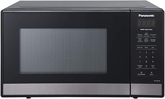 Panasonic NN-SB438S Compact Microwave Oven, 0.9 cft, Black Stainless Steel