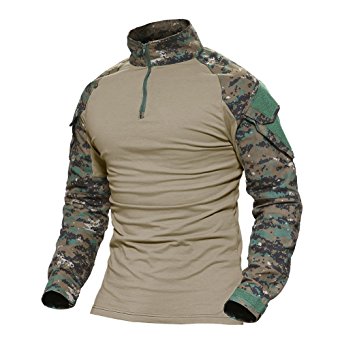 Magcomsen Men's Tactical Military Combat Slim Fit T Shirt Long Sleeve with Zipper