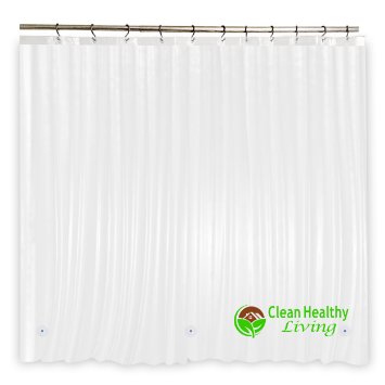 Heavy Duty PEVA Shower Liner Odorless and Anti Mold with Magnets and Suction Cups Its 70 x 71 inches long and Heavy Weight - Clear Color