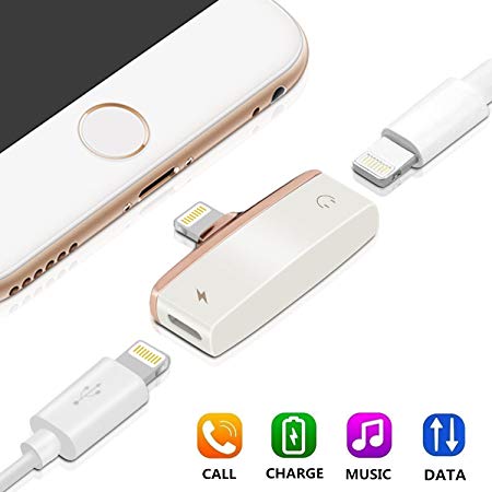 iphone adapter headphones for iPhone X 10 iPhone 8/8Plus iPhone 7/7Plus Dual Lightning Adapter, iphone charge and headphone adapter with Call & Audio & Charge