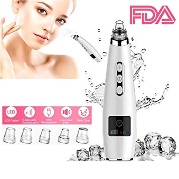 Blackhead Remover Pore Vacuum, USB Rechargeable Skin Facial Pore Cleaner, Upgraded Pore Sucker Acne Extractor Tool with 5 Adjustable Suction Power and 4 Replacement Probes